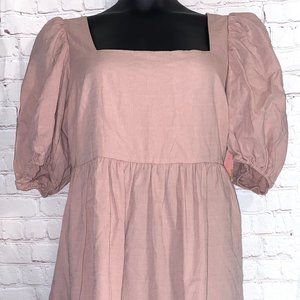 Square Neckline Pink Dress